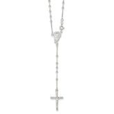 Sterling Silver Polished Bead Rosary 18 inch Necklace